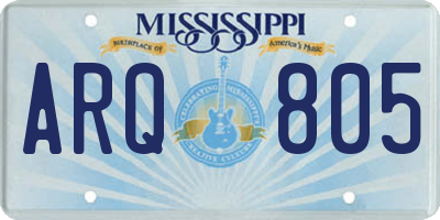 MS license plate ARQ805