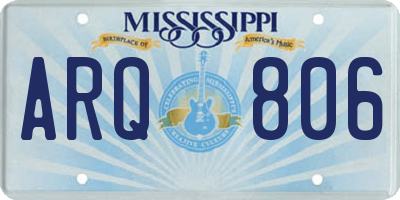 MS license plate ARQ806