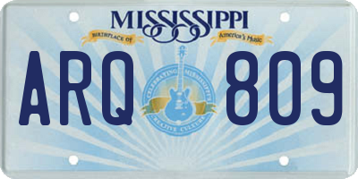 MS license plate ARQ809