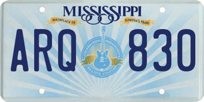 MS license plate ARQ830