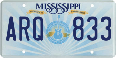 MS license plate ARQ833