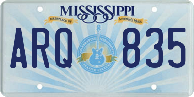 MS license plate ARQ835