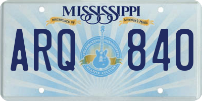 MS license plate ARQ840