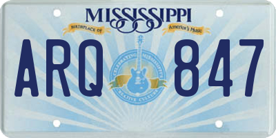 MS license plate ARQ847