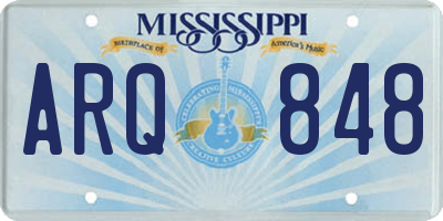 MS license plate ARQ848