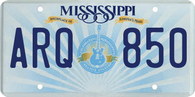 MS license plate ARQ850