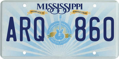 MS license plate ARQ860
