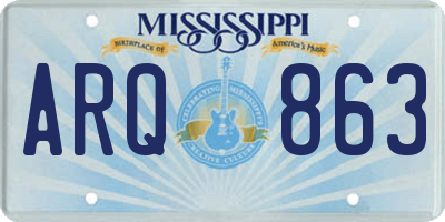 MS license plate ARQ863