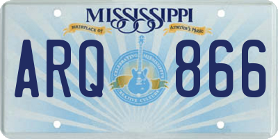 MS license plate ARQ866