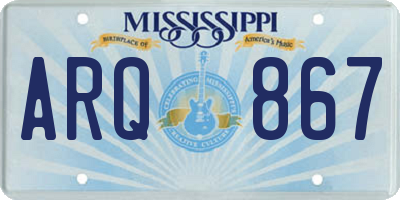 MS license plate ARQ867