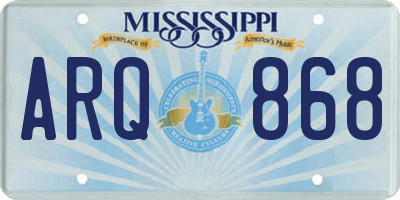 MS license plate ARQ868