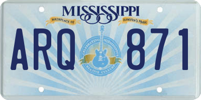 MS license plate ARQ871