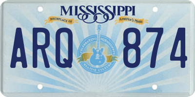 MS license plate ARQ874