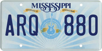 MS license plate ARQ880
