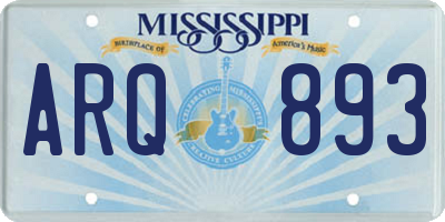 MS license plate ARQ893