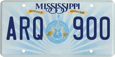 MS license plate ARQ900