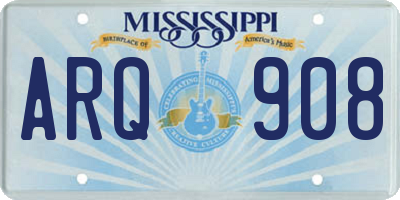 MS license plate ARQ908