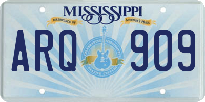 MS license plate ARQ909
