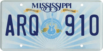 MS license plate ARQ910
