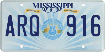 MS license plate ARQ916
