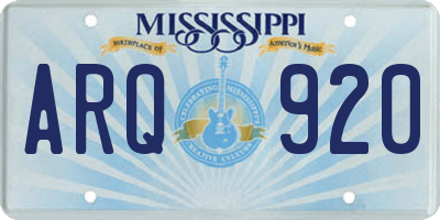 MS license plate ARQ920