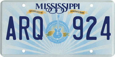 MS license plate ARQ924