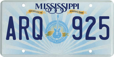 MS license plate ARQ925