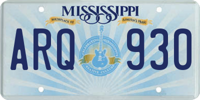 MS license plate ARQ930