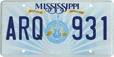 MS license plate ARQ931