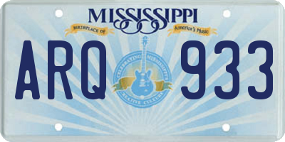 MS license plate ARQ933