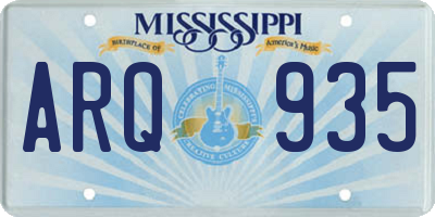 MS license plate ARQ935
