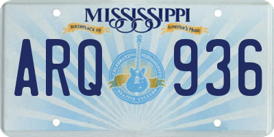 MS license plate ARQ936