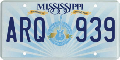 MS license plate ARQ939
