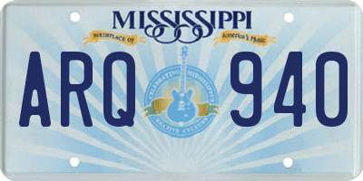 MS license plate ARQ940