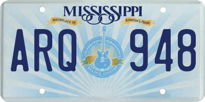 MS license plate ARQ948
