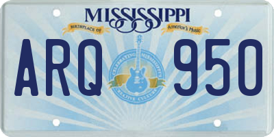 MS license plate ARQ950