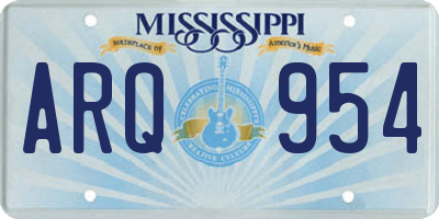MS license plate ARQ954
