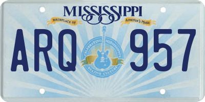 MS license plate ARQ957