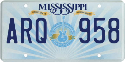 MS license plate ARQ958