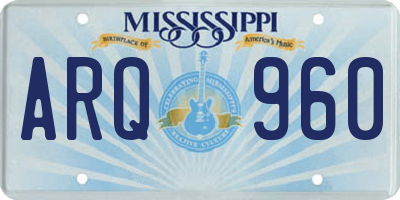 MS license plate ARQ960