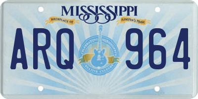 MS license plate ARQ964