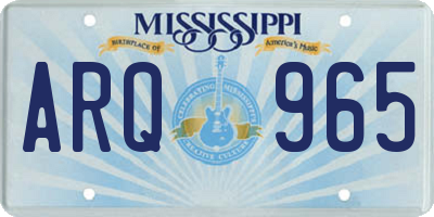 MS license plate ARQ965
