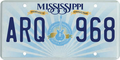 MS license plate ARQ968