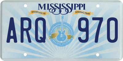 MS license plate ARQ970