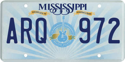 MS license plate ARQ972