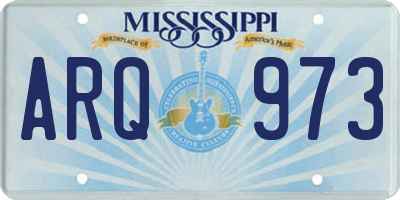 MS license plate ARQ973