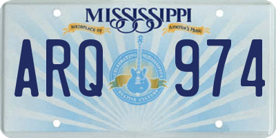 MS license plate ARQ974