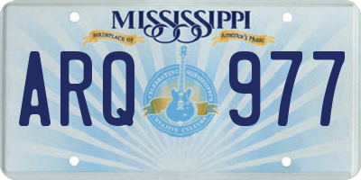 MS license plate ARQ977