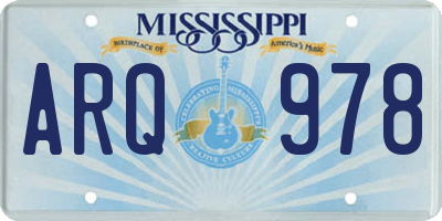 MS license plate ARQ978