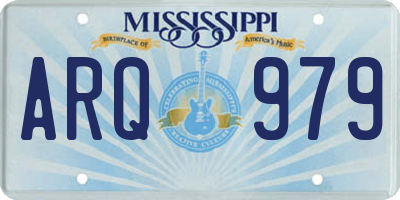 MS license plate ARQ979